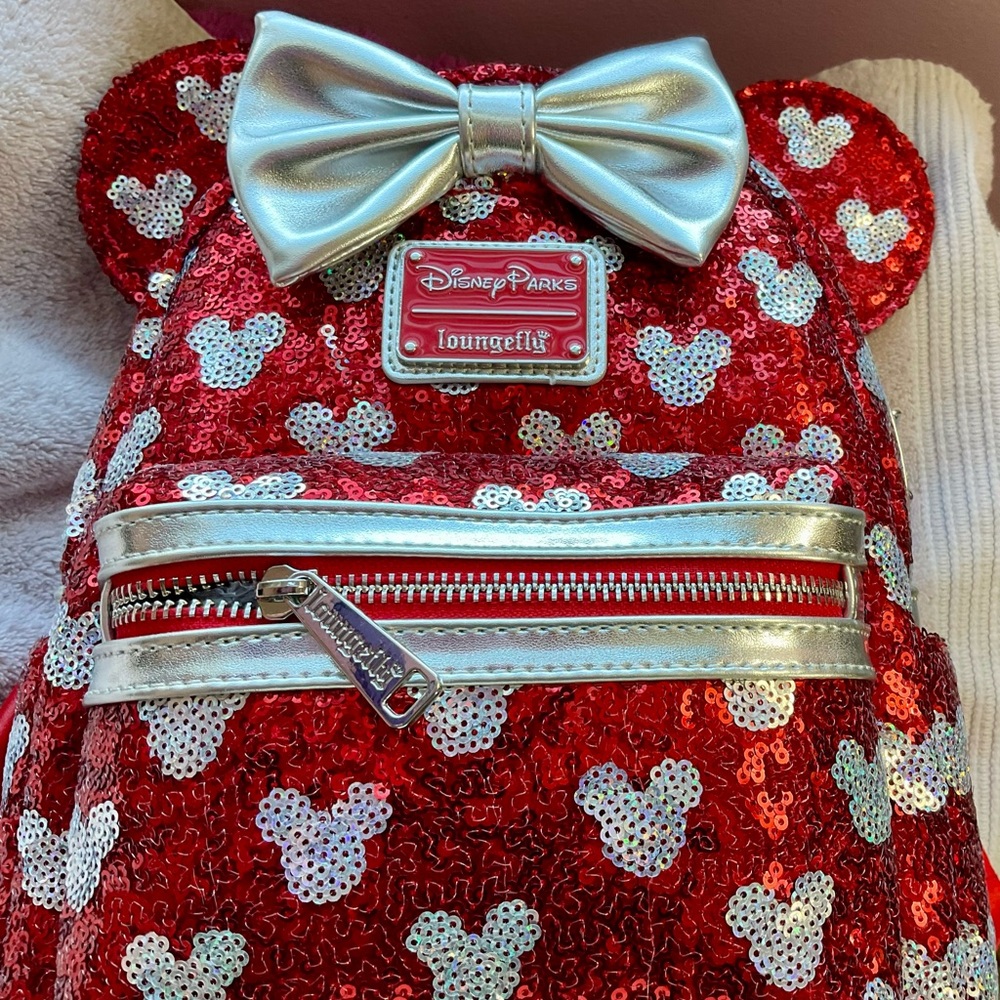 Disney Red and Silver Sequin Woman’s Backpack